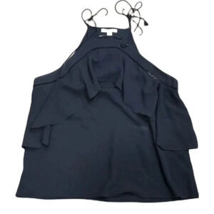 Ella Moss Black Halter Ruffle Tank Top Bouse M